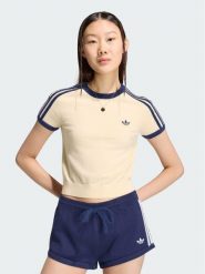 Adidas T-Shirt KS7376 Kremowy Slim Fit. Białe t-shirty damskie Adidas, m, bez wzorów, z syntetyku, bez kołnierzyka, bez ramiączek. Za 198.99 zł.