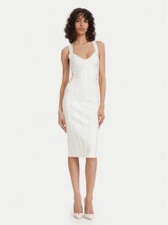 Elisabetta Franchi Sukienka koktajlowa AM-24D-62E2-V790 Biały Slim Fit. Białe sukienki damskie Elisabetta Franchi, bez wzorów, z wiskozy, wizytowe, bez kołnierzyka, bez ramiączek. Za 3,359.00 zł.