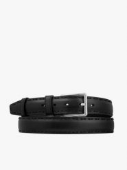 Czarny klasyczny pasek ze skóry licowej. Czarne paski męskie Brawo sp. z o.o., z jeansu, eleganckie. Za 129.99 zł.