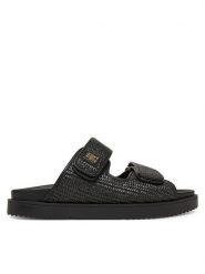 Tommy Hilfiger Klapki DOUBLE STRAP RAFFIA FW0FW08940 Czarny. Czarne klapki damskie Tommy Hilfiger, bez wzorów, z tworzywa sztucznego, bez obcasa, bez zapięcia. Za 329.99 zł.