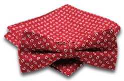 Czerwona Mucha w Drobny Wzór Paisley + Taka Sama Poszetka, Męska. Czerwone krawaty i muchy Alties, bez wzorów, eleganckie. Za 54.00 zł.
