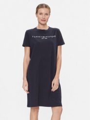 Tommy Hilfiger Sukienka codzienna Rlx Corp Logo Tshirt Drs Ss WW0WW41013 Granatowy Regular Fit. Niebieskie sukienki damskie Tommy Hilfiger, na co dzień, s, bez wzorów, z bawełny, bez kołnierzyka, bez ramiączek, proste. Za 469.99 zł.