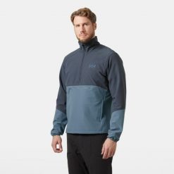 Kurtka przeciwwiatrowa 1/2 zip Helly Hansen Cascade Shield. Niebieskie kurtki męskie Helly Hansen, bez wzorów, z softshellu, bez kaptura, trekkingowe. Za 680.50 zł.