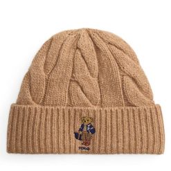 Czapka Polo Ralph Lauren. Brązowe czapki damskie Polo Ralph Lauren, na zimę, bez wzorów. Za 419.99 zł.