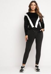 Czarny Welurowy Komplet Dresowy z Bluzą i Spodniami Bellanna. Czarne bluzy damskie Born2be, m, bez wzorów, z dresówki, bez ramiączek, bez kaptura. Za 64.99 zł.