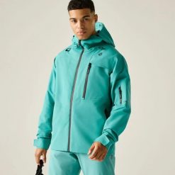Męska kurtka narciarska Altitude Guard z 3 warstwami. Niebieskie kurtki sportowe męskie Dare 2B, l, bez wzorów, z materiału, z kapturem, narciarskie. Za 646.50 zł.