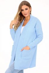 Niebieski Stylowy Kardigan bez Zapięcia. Niebieskie kardigany damskie Merribel, m, bez wzorów, z materiału, eleganckie, bez kołnierzyka. Za 109.90 zł.
