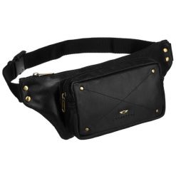 Biodrowa nerka męska w czarnym kolorze wykonana ze skóry naturalnej Peterson PTN 2-NGN. Czarne saszetki i nerki męskie Peterson, bez wzorów, ze skóry. Za 119.99 zł.