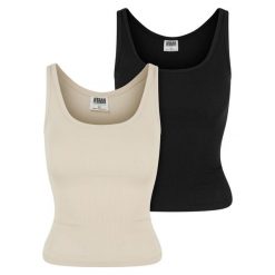 Damski tank top Urban Classics Organic Basic (x2). Brązowe topy damskie Urban Classics, bez wzorów, z bawełny, bez kołnierzyka, bez ramiączek. Za 149.50 zł.