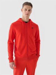 4F Bluza dresowa rozpinana z kapturem męska - czerwona 3XL. Czerwone bluzy męskie 4F, m, bez wzorów, z bawełny, z kapturem. W wyprzedaży za 119.99 zł.