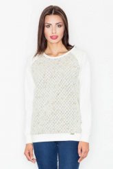 Jasnoszara Bluza z Geometryczną Fakturą. Szare bluzy damskie Figl, l, bez wzorów, z bawełny, bez ramiączek, bez kaptura. Za 239.00 zł.