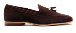 Brązowe wsuwane buty męskie - nubukowe mokasyny loafersy T233. Brązowe buty wizytowe męskie Modini Moda Męska, bez wzorów, z gumy, bez obcasa, bez zapięcia. W wyprzedaży za 333.00 zł.