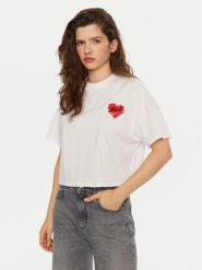 KARL LAGERFELD T-Shirt A1W17074 Biały Regular Fit. Białe t-shirty damskie KARL LAGERFELD, s, bez wzorów, z bawełny, bez kołnierzyka, bez ramiączek. Za 249.99 zł.