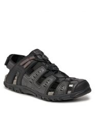Geox Sandały Uomo Sandal Strada U4524C 000ME C9999 Czarny. Czarne sandały męskie Geox, bez wzorów, ze skóry, bez zapięcia. Za 239.99 zł.