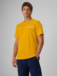 4F T-shirt regular z nadrukiem męski - żółty S. Żółte t-shirty męskie 4F, m, bez wzorów, z bawełny, bez kołnierzyka, bez ramiączek. Za 59.99 zł.