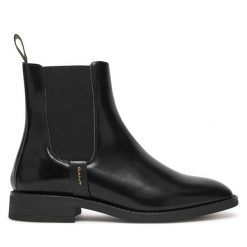 Sztyblety Gant. Czarne botki damskie GANT, bez wzorów, bez obcasa, na płaskiej podeszwie, bez zapięcia. Za 519.99 zł.