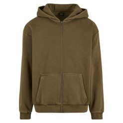 Bluza z kapturem i zamkiem błyskawicznym Urban Classics Vintage. Zielone bluzy męskie Urban Classics, m, bez wzorów, vintage, bez ramiączek, z kapturem. Za 275.00 zł.