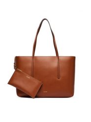 Calvin Klein Torebka Foil Logo Tote W/Pouch LV04F3274G Brązowy. Brązowe shopperki damskie Calvin Klein, bez wzorów, ze skóry, bez dodatków. Za 649.99 zł.