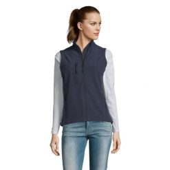 Damska Kurtka Rallye Soft Shell Bodywarmer. Niebieskie kurtki sportowe damskie SOL'S, l, bez wzorów, z elastanu, bez ramiączek, bez kaptura, trekkingowe. Za 206.99 zł.