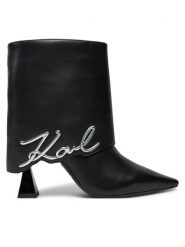 KARL LAGERFELD Botki KL32044A Czarny. Czarne botki damskie KARL LAGERFELD, bez wzorów, ze skóry, bez obcasa, na słupku, bez zapięcia. Za 999.99 zł.