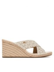 MICHAEL Michael Kors Klapki Kenzie 40R6KZMS1B Kremowy. Białe klapki damskie MICHAEL Michael Kors, bez wzorów, ze skóry, bez obcasa, bez zapięcia. Za 381.99 zł.
