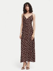 Vero Moda Sukienka letnia Elisa 10350647 Brązowy ciemny Regular Fit. Brązowe sukienki damskie Vero Moda, na lato, s, bez wzorów, z wiskozy, bez kołnierzyka, bez ramiączek. Za 159.99 zł.