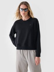 4F Bluza dresowa nierozpinana bez kaptura damska - czarna L. Czarne bluzy damskie 4F, l, bez wzorów, z bawełny, sportowe, bez ramiączek, bez kaptura. Za 129.99 zł.