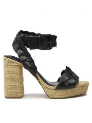 Pepe Jeans Sandały Lenny Braid PLS90652 Czarny. Czarne sandały damskie Pepe Jeans, bez wzorów, z jeansu, bez obcasa, na słupku, bez zapięcia. Za 399.99 zł.