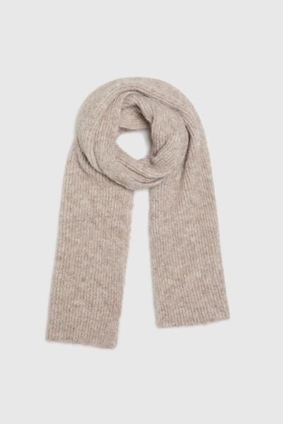 Szal z dodatkiem wełny beżowy. Brązowe szaliki damskie MOODO, bez wzorów, z elastanu. Za 79.99 zł.