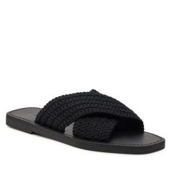 Klapki Big Star Shoes. Czarne klapki damskie BIG STAR SHOES, bez wzorów, retro, bez obcasa, bez zapięcia. Za 129.99 zł.