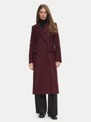 Tommy Hilfiger Płaszcz wełniany Classic WW0WW51525 Bordowy Regular Fit. Czerwone płaszcze damskie Tommy Hilfiger, na zimę, bez wzorów, z wełny, bez kołnierzyka, bez kaptura. Za 1,699.00 zł.