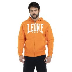 Bluza z bawełna z kaptur na co dzień na siłownię. Brązowe bluzy męskie LEONE 1947 APPAREL, bez wzorów, z bawełny, sportowe, bez ramiączek, bez kaptura. W wyprzedaży za 181.87 zł.