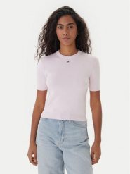 Tommy Jeans Sweter Essential DW0DW19336 Różowy Regular Fit. Czerwone swetry nierozpinane damskie Tommy Jeans, m, bez wzorów, z bawełny, bez kołnierzyka, bez ramiączek. Za 369.99 zł.