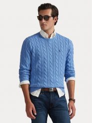 Polo Ralph Lauren Sweter 710775885006 Niebieski Regular Fit. Niebieskie swetry męskie Polo Ralph Lauren, m, bez wzorów, z bawełny, bez kołnierzyka, bez ramiączek. Za 839.99 zł.