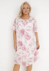Biało-Różowa Sukienka z Bawełny Sebaestus. Czerwone sukienki damskie Born2be, na co dzień, plus size, bez wzorów, z bawełny, klasyczne, bez kołnierzyka, plus size, bez ramiączek, midi, proste. Za 64.99 zł.