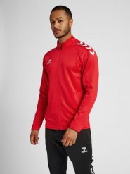 Bluza sportowa dla dorosłych Hummel Core XK Poly Zip Sweat. Zielone bluzy damskie Hummel, m, bez wzorów, z dresówki, klasyczne, bez ramiączek, bez kaptura. Za 184.85 zł.
