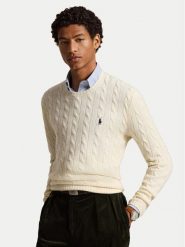 Polo Ralph Lauren Sweter 710876762010 Kremowy Regular Fit. Białe swetry męskie Polo Ralph Lauren, m, bez wzorów, z wełny, bez kołnierzyka, bez ramiączek. Za 1,199.00 zł.