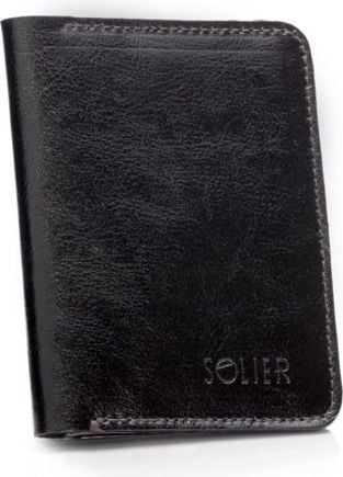 Solier Cienki skórzany męski portfel z bilonówką SOLIER SLIM CIEMNY BRĄZ. Portfele męskie Solier, bez wzorów. Za 67.99 zł.