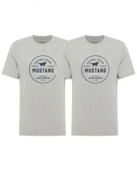 2 - PAK T-Shirt Mustang Style Alex Mid Grey Mélange 1017334 4140. Szare t-shirty męskie Mustang, m, bez wzorów, z bawełny, bez kołnierzyka, bez ramiączek. W wyprzedaży za 99.99 zł.