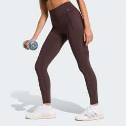 Legginsy treningowe Optime Workout Full Length. Brązowe bielizna sportowa damska Adidas, bez wzorów, ze skóry. Za 259.00 zł.