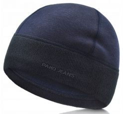 Ciepła, Zimowa Czapka - Podszyta Polarem - Pako Jeans - Granatowa. Niebieskie czapki męskie Pako Jeans, na zimę, bez wzorów, z jeansu. Za 45.00 zł.