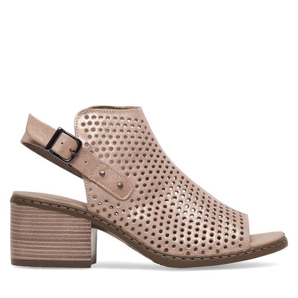 Sandały Rieker. Czerwone sandały damskie Rieker, bez wzorów, bez obcasa, na słupku, bez zapięcia. Za 309.99 zł.