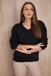 Sweter z dekoltem V grafitowy. Szare swetry nierozpinane damskie KESI, l, bez wzorów, z wełny, bez kołnierzyka, plus size, bez ramiączek. Za 139.05 zł.