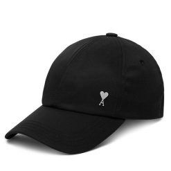 Czapka z daszkiem AMI Paris. Czarne czapki damskie AMI PARIS, bez wzorów. Za 839.99 zł.