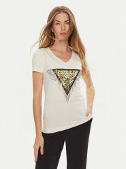 Guess T-Shirt W4BI18 J1314 Beżowy. Brązowe t-shirty damskie Guess, m, z aplikacjami, z bawełny, bez kołnierzyka, bez ramiączek. Za 119.99 zł.