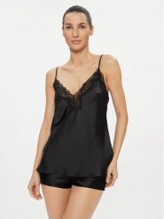 Selmark Koszulka piżamowa Gabrielle 61061 Czarny Regular Fit. Czarne koszule nocne damskie Selmark, bez wzorów, z syntetyku, bez ramiączek. Za 129.99 zł.