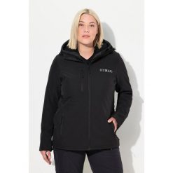 Damskie Kurtka softshell HYPRAR hydrofobowa stretch odblask. Czarne kurtki sportowe damskie Ulla Popken, plus size, bez wzorów, z elastanu, bez ramiączek, bez kaptura, trekkingowe. W wyprzedaży za 383.99 zł.