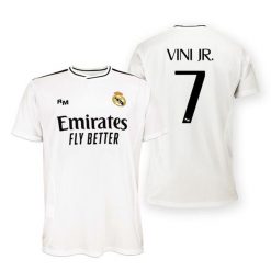 Koszulka unisex kibica Realu Madryt 2024-25 premium, replika- Vini Jr.- 7. Białe bluzki damskie REAL MADRID, xl, bez wzorów, sportowe, bez kołnierzyka, bez ramiączek. Za 274.30 zł.
