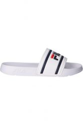 Klapki męskie Fila Morro Bay Slipper 2. Białe klapki męskie Fila, bez wzorów, z materiału, bez zapięcia. Za 89.00 zł.