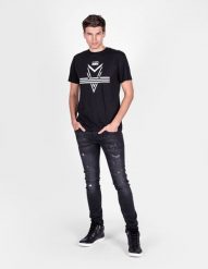 Les Hommes T-shirt Darts | LJT204 700P | Darts | Mężczyzna | Czarny. Czarne t-shirty męskie Les Hommes, m, bez wzorów, z bawełny, bez kołnierzyka, bez ramiączek. W wyprzedaży za 279.00 zł.